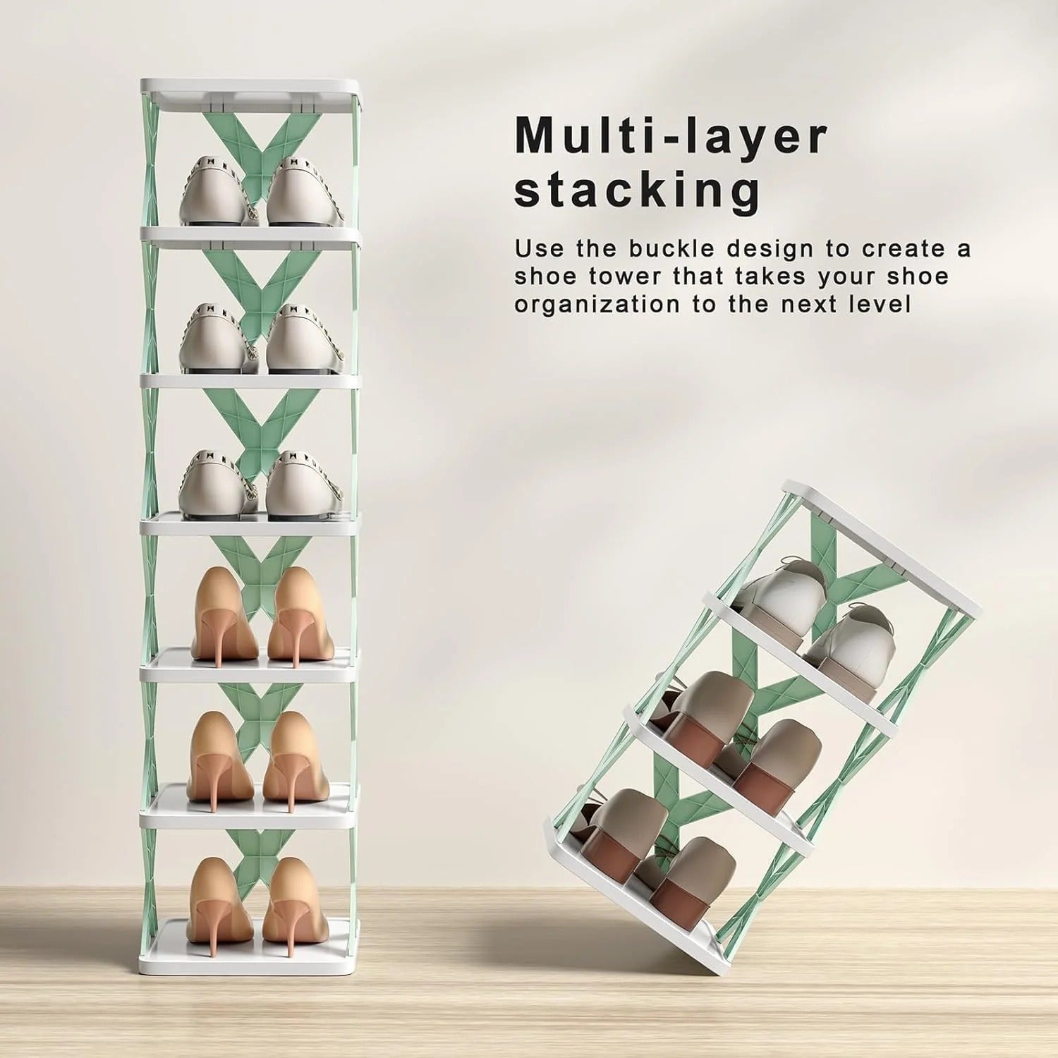 Stackable Narrow Shoe Rack - 6-Tier Storage Organizer for Small Spaces